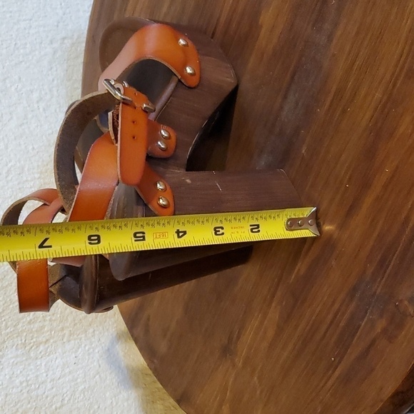 Mossimo- Womens Brown leather Strappy Platform high block Heels Sz.7.5 - Picture 10 of 10